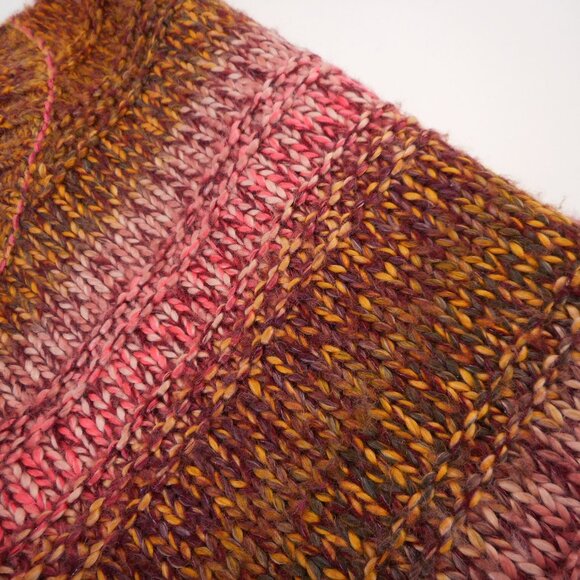 American Eagle Women’s Size S Striped Pullover Sweater Maroon Gold Pink - Picture 7 of 7